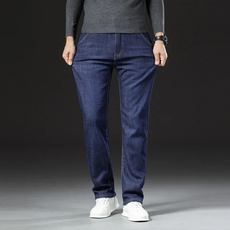 Miesten Lamb Fluff Denim Suorat housut