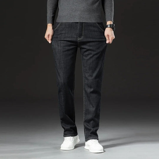 Miesten Lamb Fluff Denim Suorat housut