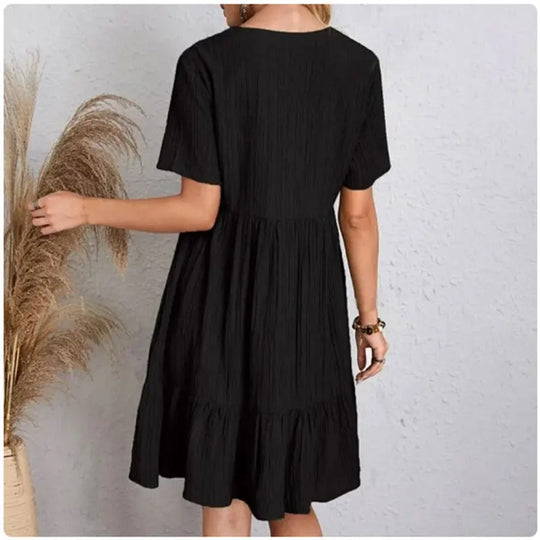 Naisten V-kaula-aukkoinen Peplum Fit Flare -mekko