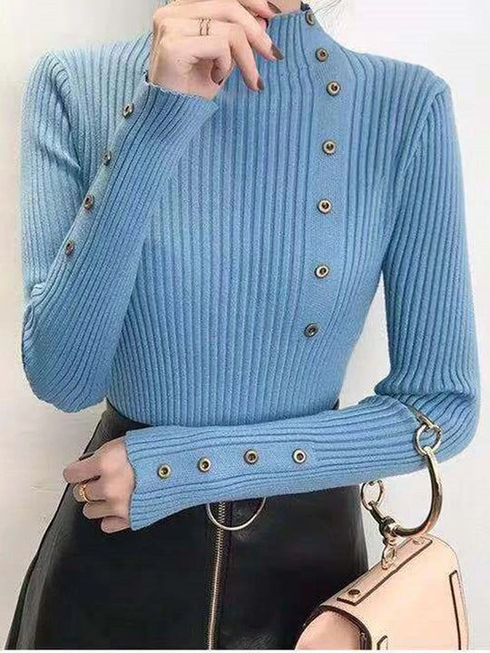 Naisten koko hihat Turtleneck Pulloveri