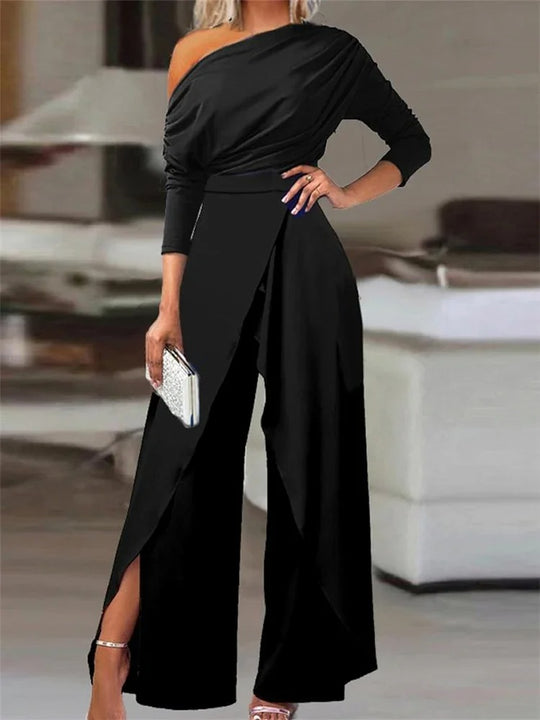 Naisten Slit Ruched leveä jalka Jumpsuit