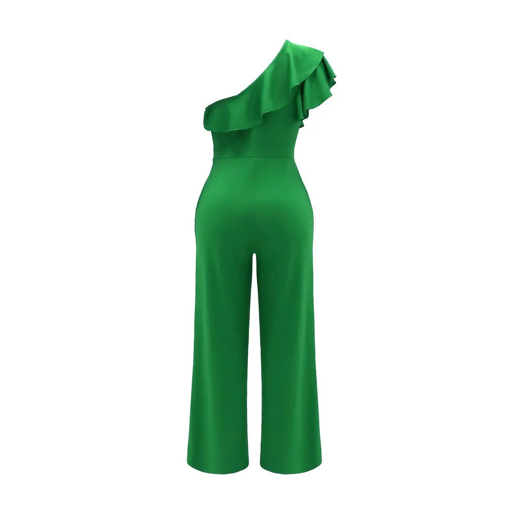 Naisten yksi olkapää röyhelöt Jumpsuit