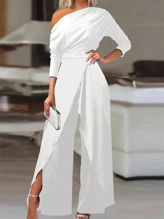 Naisten Slit Ruched leveä jalka Jumpsuit