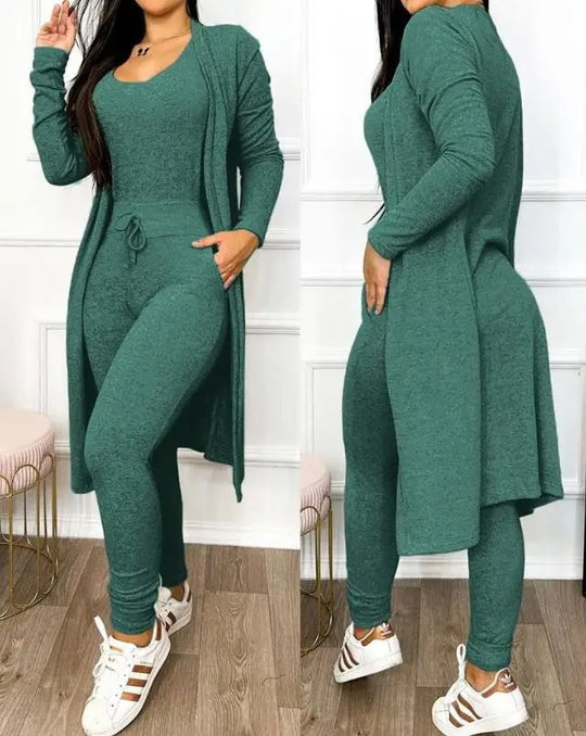 Kiristysnauha Pocket Design Jumpsuit & takki Set