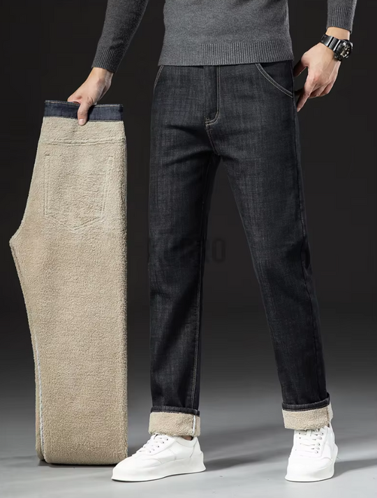 Miesten Lamb Fluff Denim Suorat housut