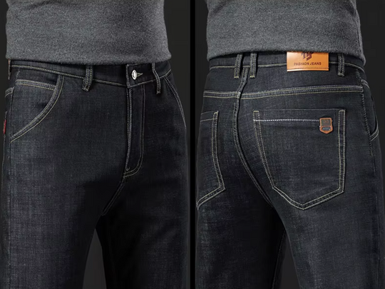 Miesten Lamb Fluff Denim Suorat housut