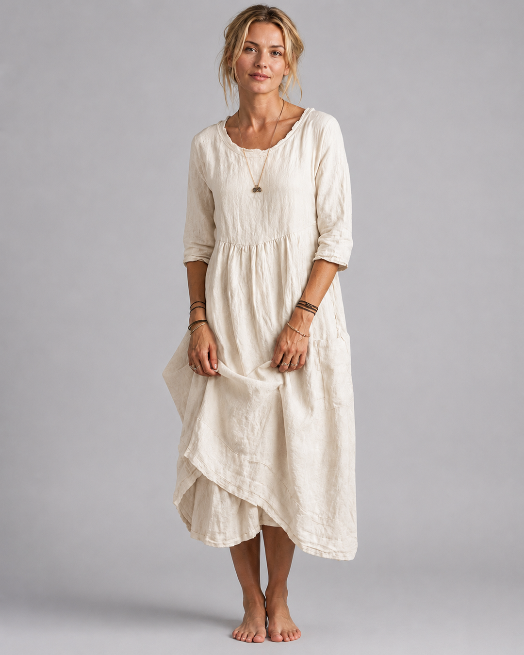 Naisten Midi Mekko Vintage Liina Tyyli