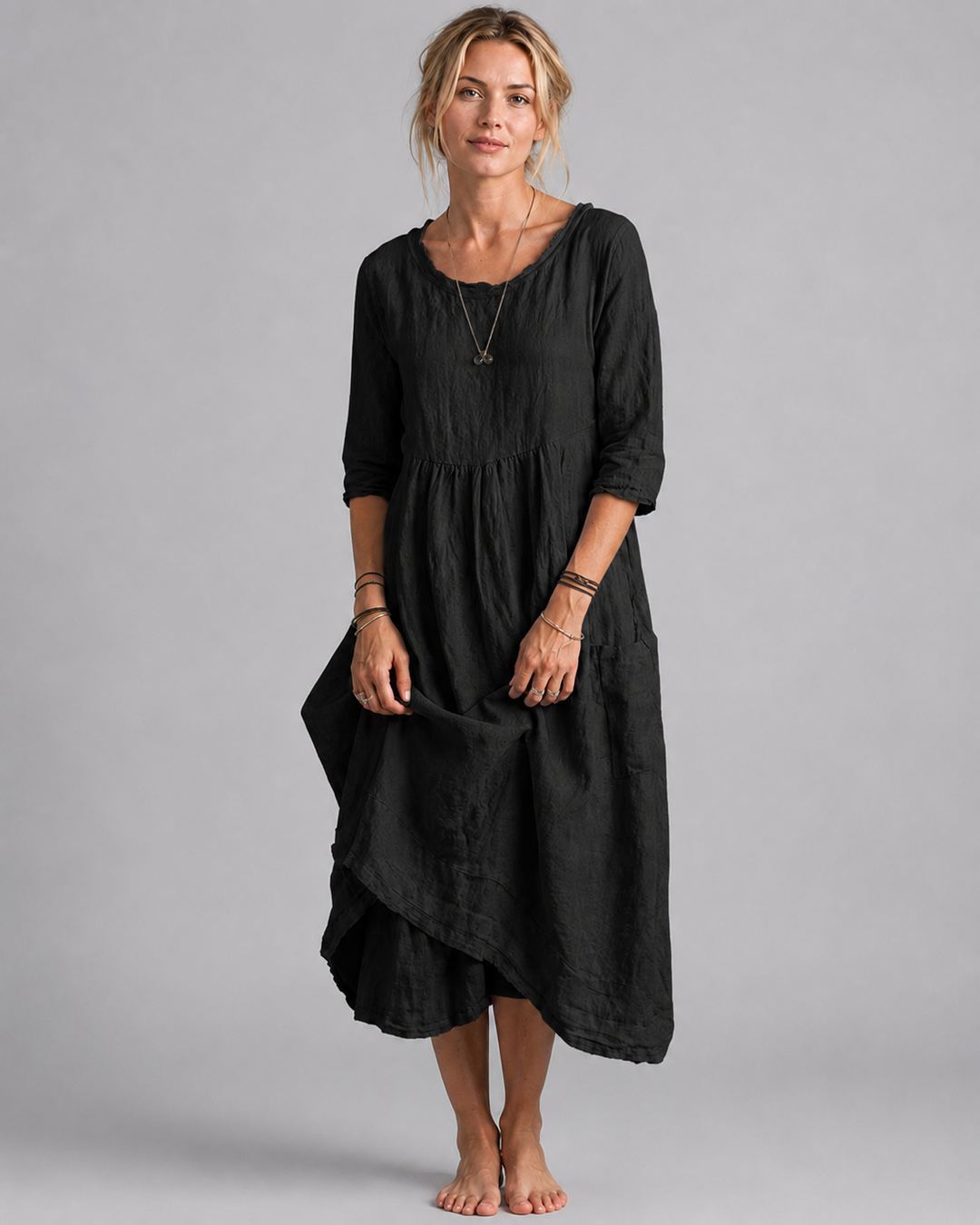 Naisten Midi Mekko Vintage Liina Tyyli