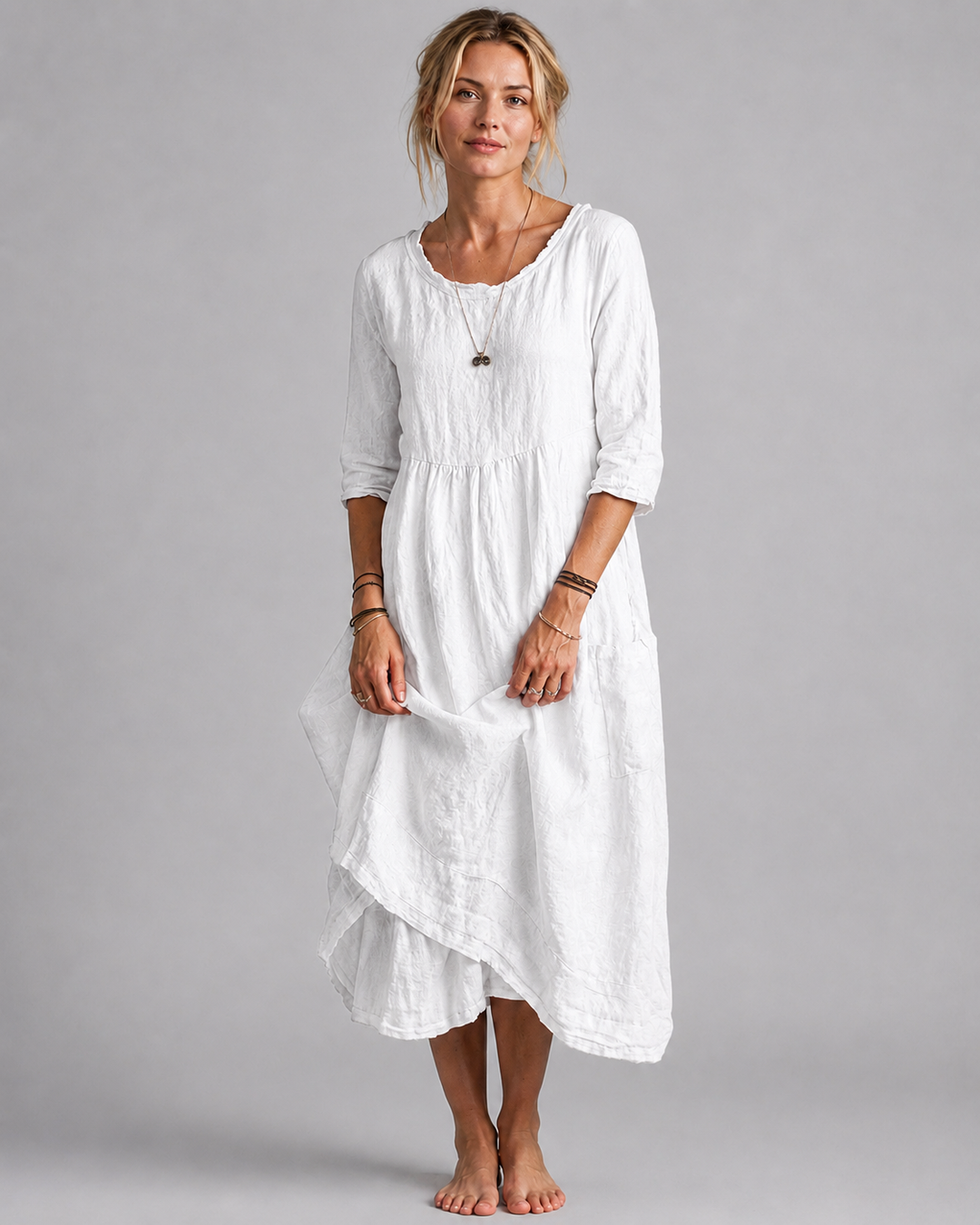 Naisten Midi Mekko Vintage Liina Tyyli