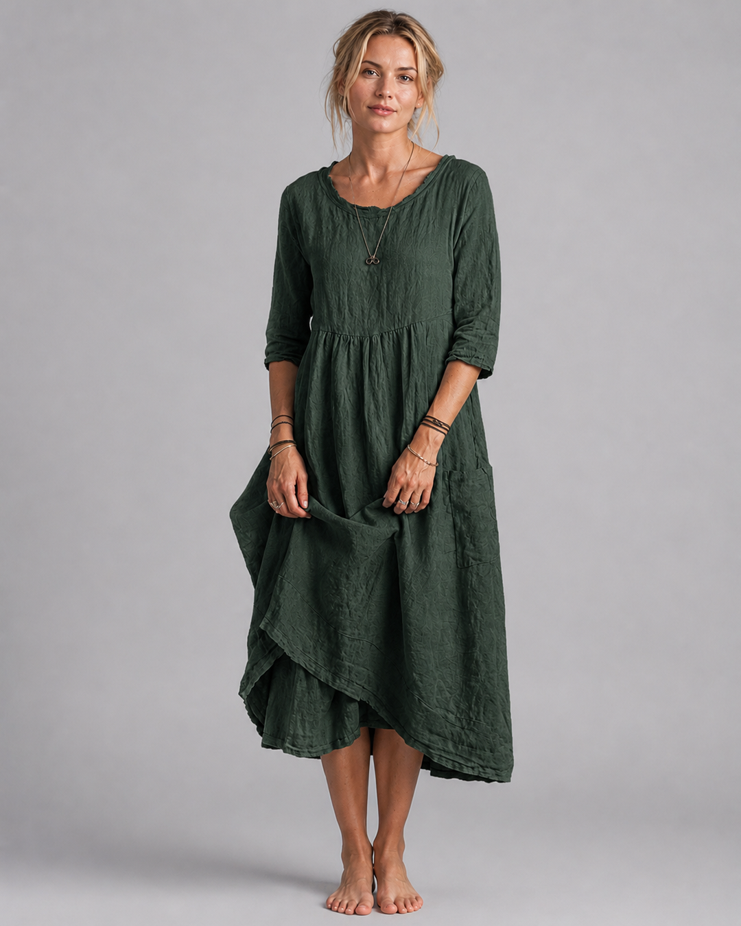 Naisten Midi Mekko Vintage Liina Tyyli