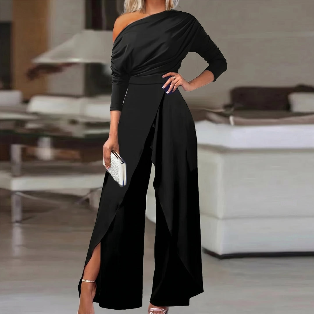 Naisten Slit Ruched leveä jalka Jumpsuit