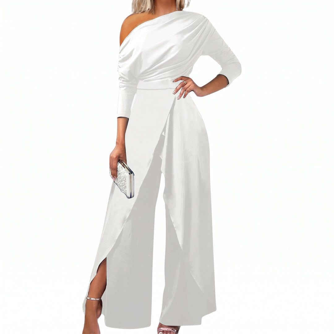 Naisten Slit Ruched leveä jalka Jumpsuit