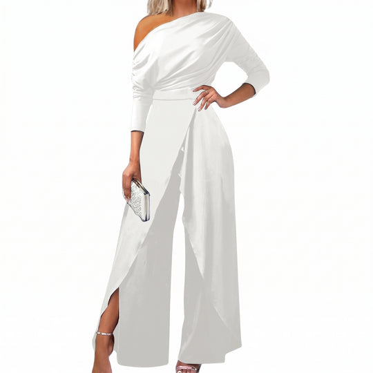Naisten Slit Ruched leveä jalka Jumpsuit