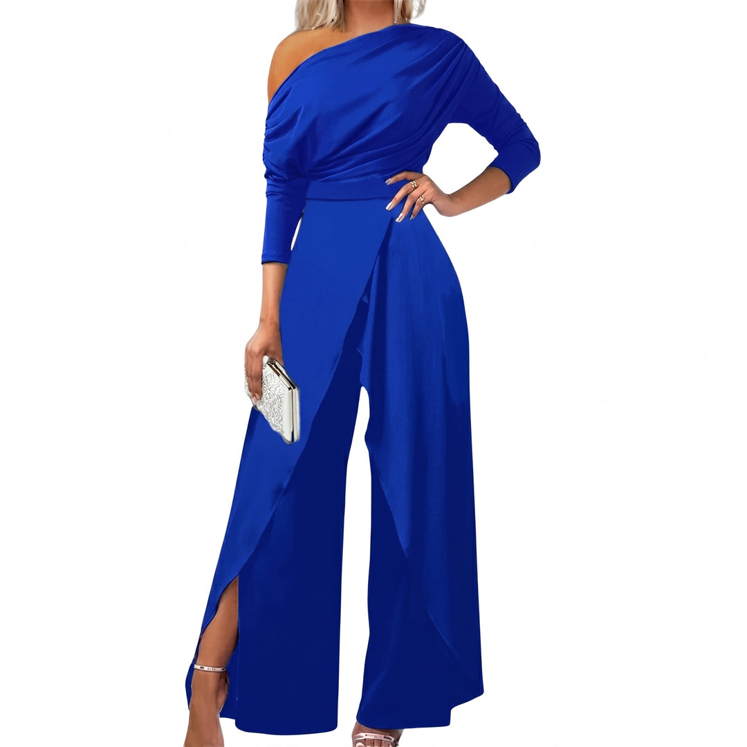 Naisten Slit Ruched leveä jalka Jumpsuit