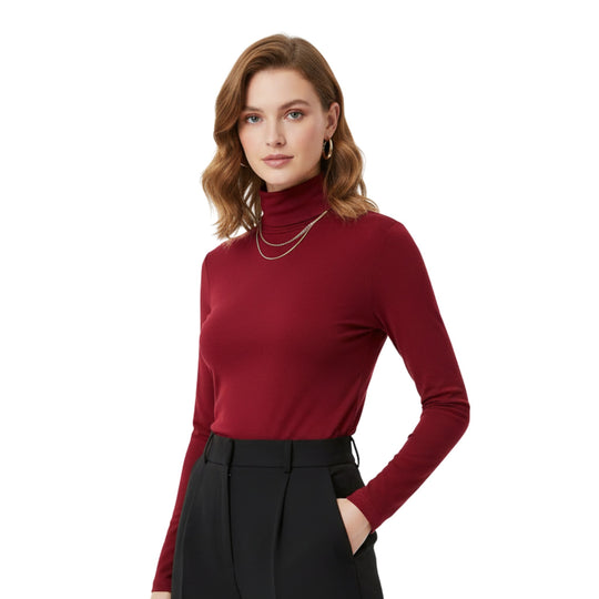 Naisten Turtleneck Soft Knit T-paita