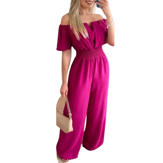 Naisten Off Shoulder Leveä jalka Jumpsuit
