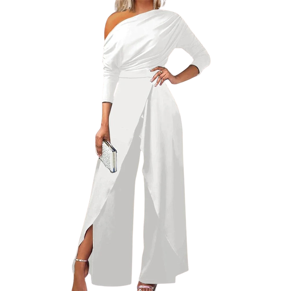 Naisten Slit Ruched leveä jalka Jumpsuit