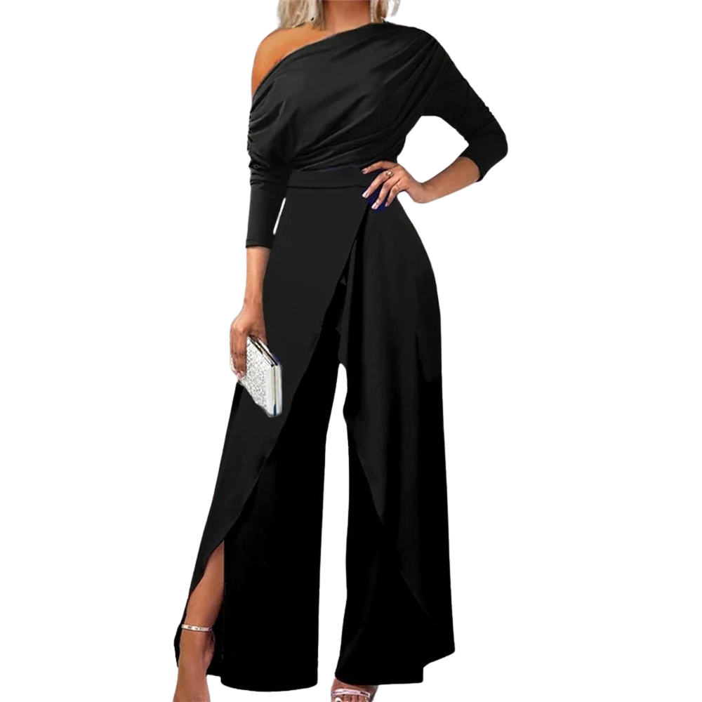 Naisten Slit Ruched leveä jalka Jumpsuit
