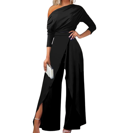 Naisten Slit Ruched leveä jalka Jumpsuit