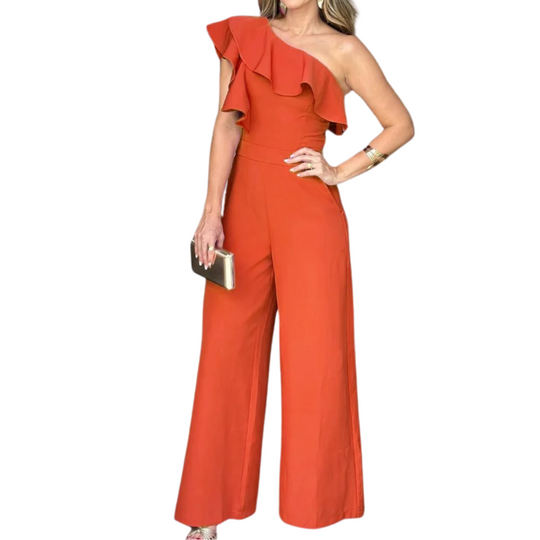 Naisten yksi olkapää röyhelöt Jumpsuit
