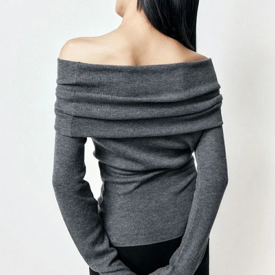 Naisten Slash Neck Neuletoppi