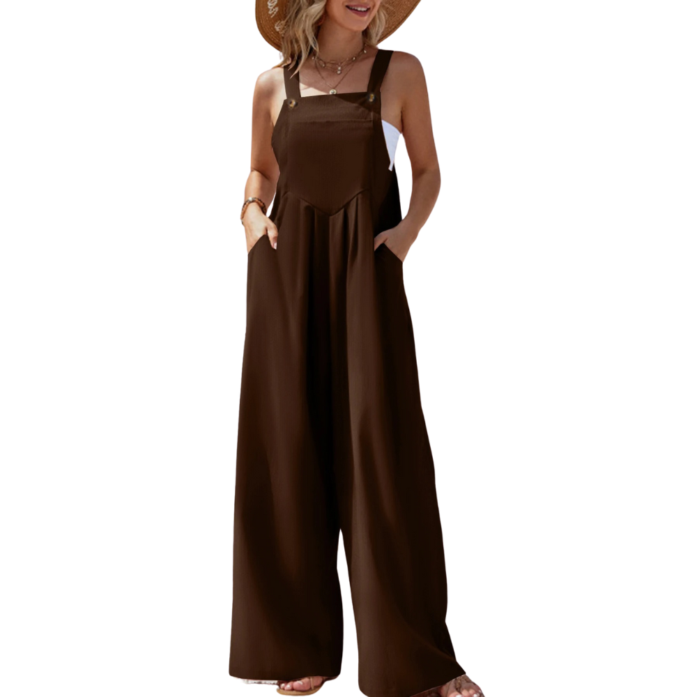 Naisten Yksivärinen Suspender Jumpsuit