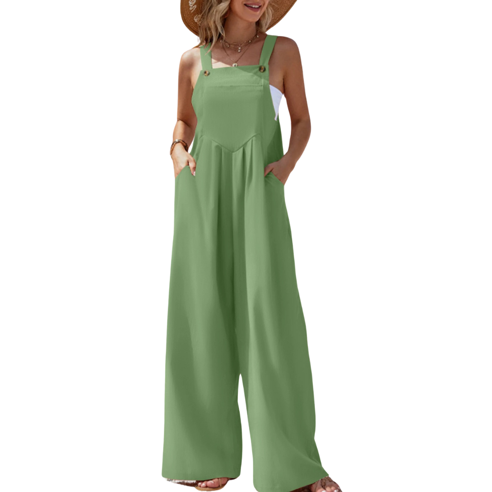 Naisten Yksivärinen Suspender Jumpsuit