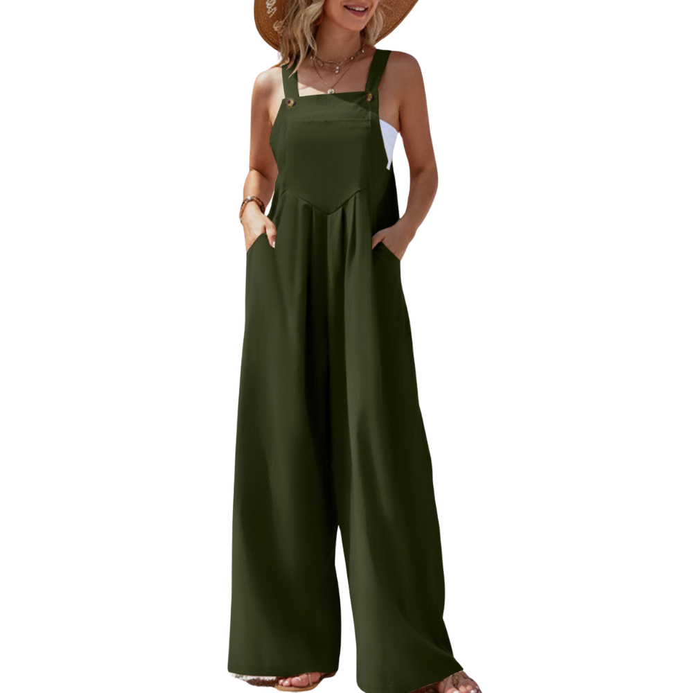 Naisten Yksivärinen Suspender Jumpsuit