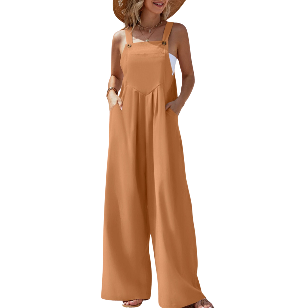 Naisten Yksivärinen Suspender Jumpsuit