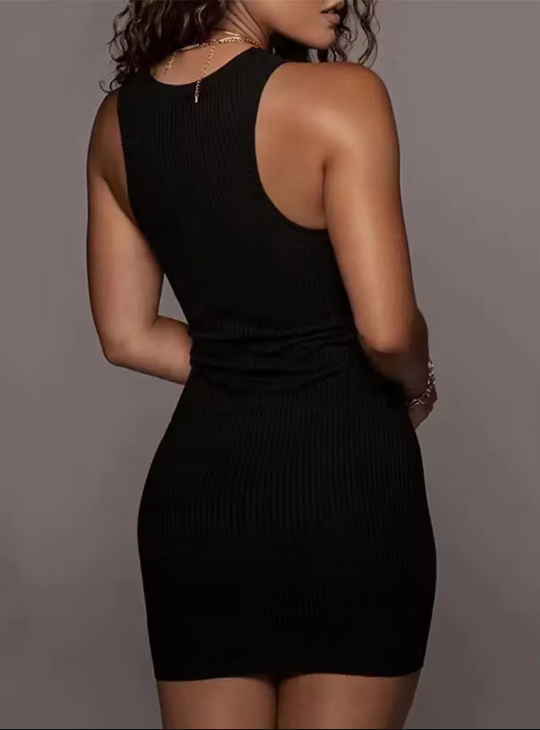 Naisten Ribbed Bodycon Mini Mekko