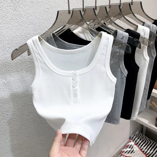 Naisten Ribbed Button-Down Tank Toppi