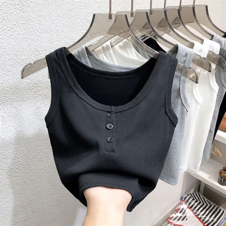 Naisten Ribbed Button-Down Tank Toppi