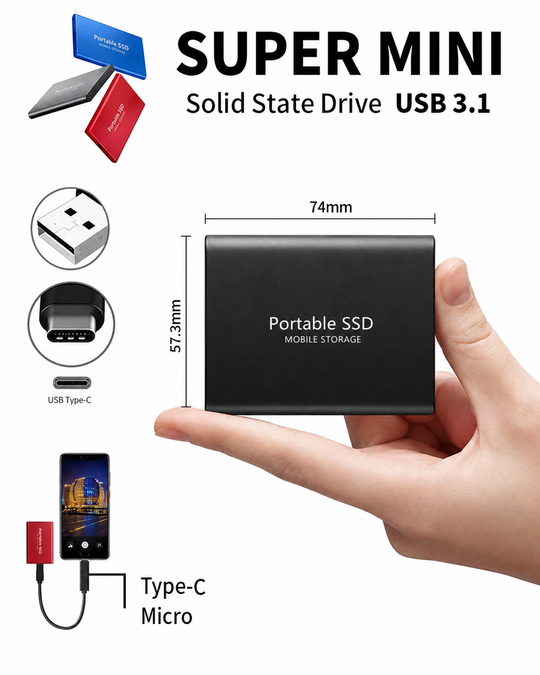 Ulkoisen SSD-levyn 128 TB Kompakti ja Luotettava Tallennustila
