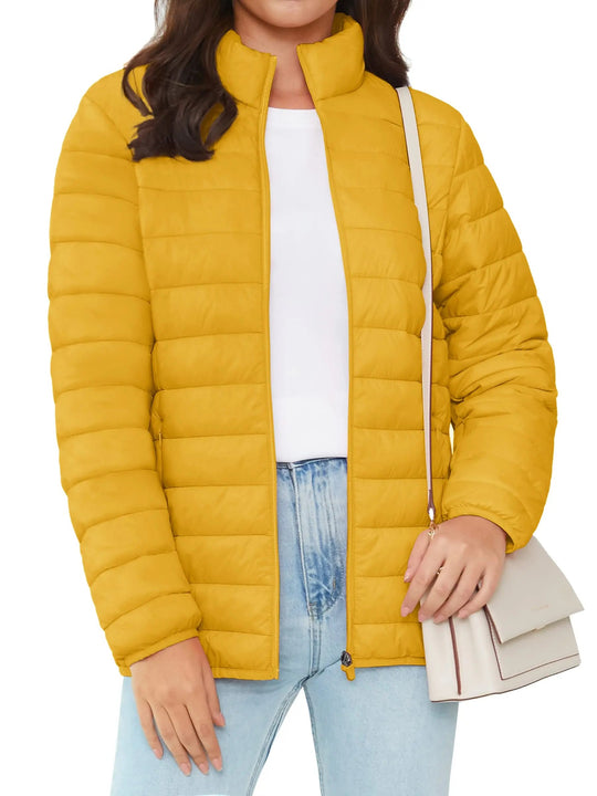 Naisten Full Zip Up Puffer takki