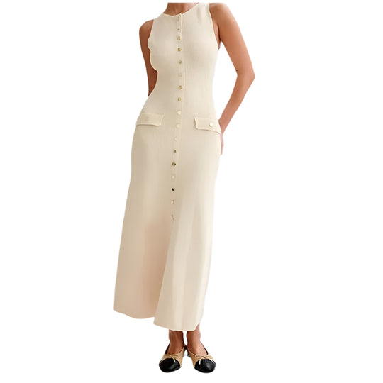 Naisten Button-Up neulottu bodycon mekko