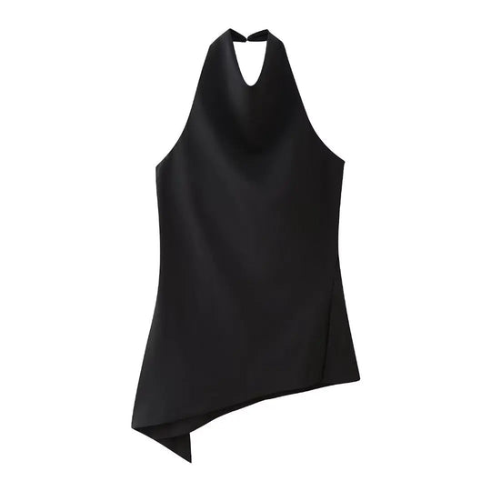 Naisten Halter Neck Top & suorat housut setti