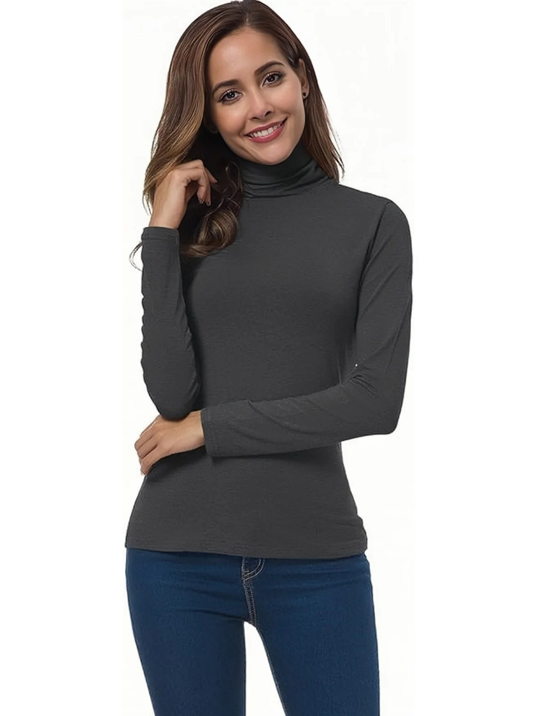 Naisten Turtleneck Soft Knit T-paita