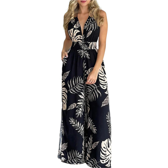 Digitaalinen Tulosta V-kaula värikäs Jumpsuit