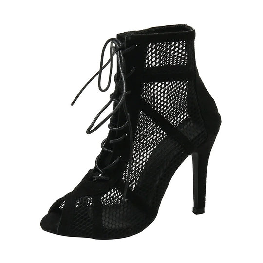 Naisten Mesh Peep Toe Heeled Sandaalit
