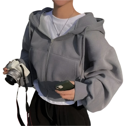 Naisten ylimitoitettu Crop Top huppari