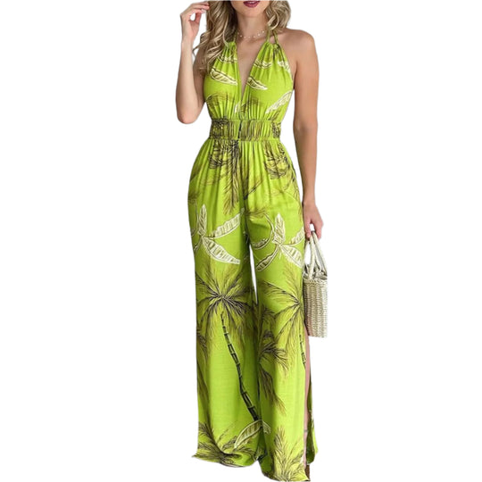 Digitaalinen Tulosta V-kaula värikäs Jumpsuit