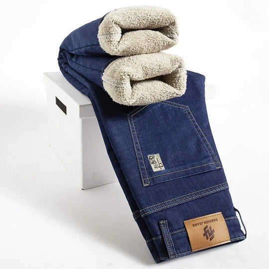 Miesten Lamb Fluff Denim Suorat housut