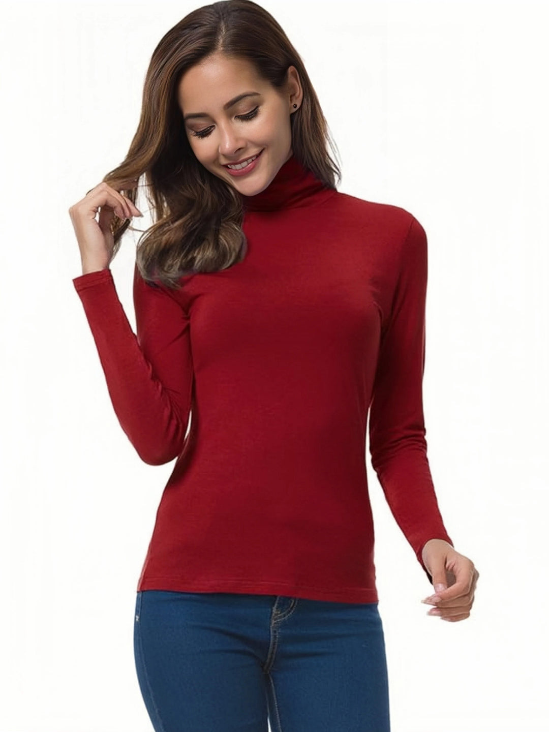 Naisten Turtleneck Soft Knit T-paita