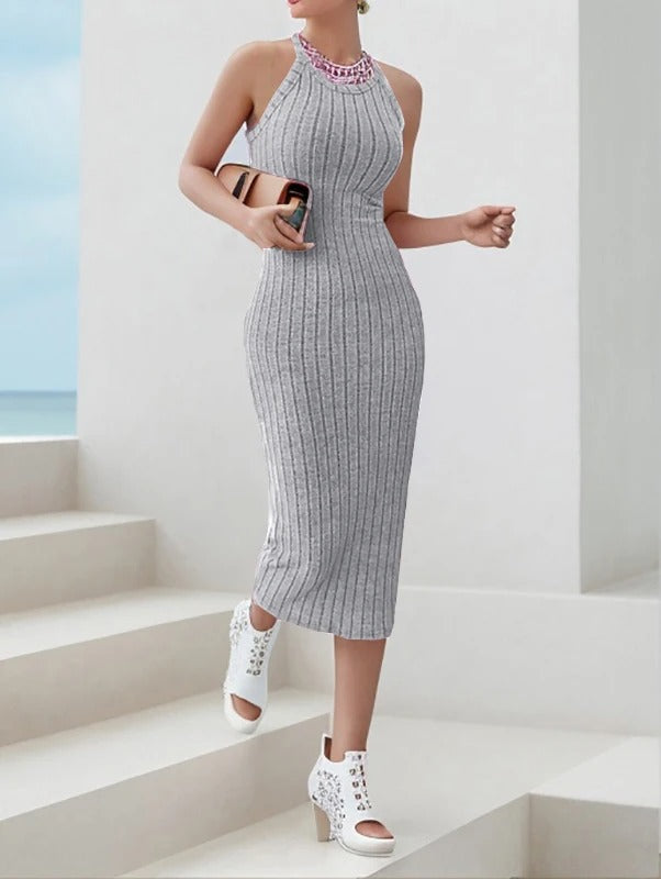 Naisten halterneck-kaula-aukkoinen bodycon-midimekko