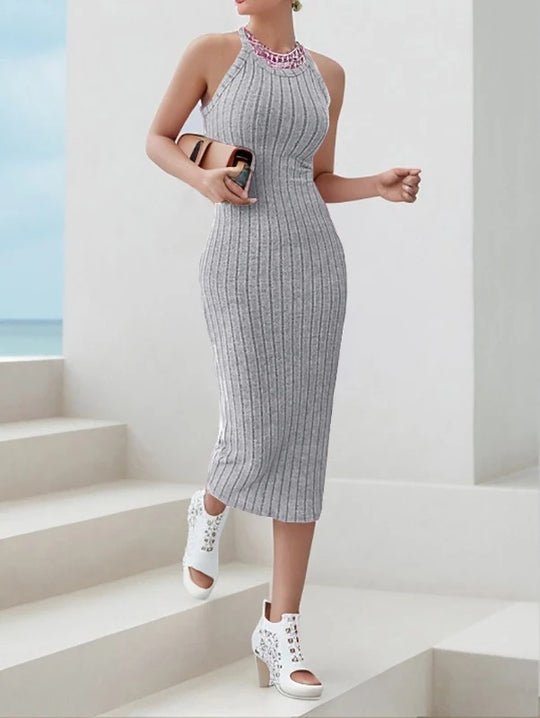 Naisten halterneck-kaula-aukkoinen bodycon-midimekko