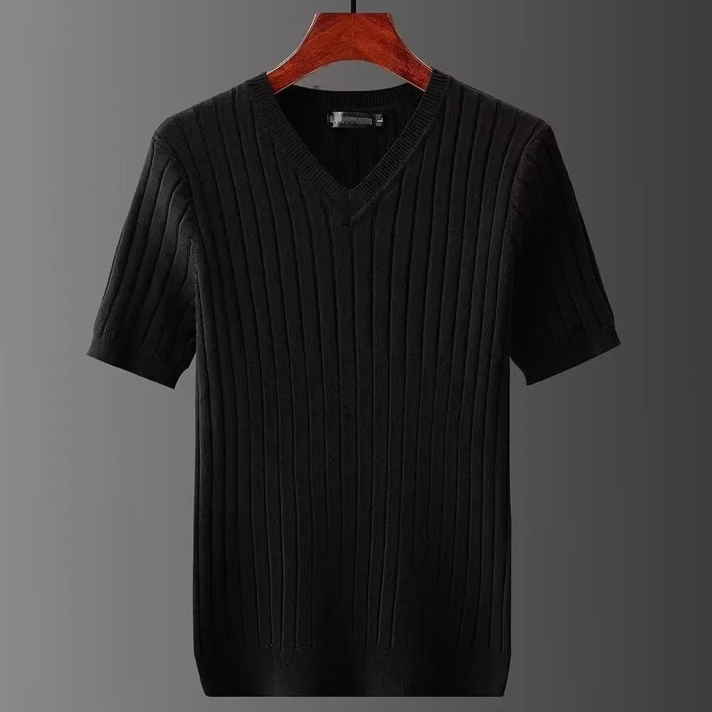 Miesten slim fit V-aukkoinen T-paita