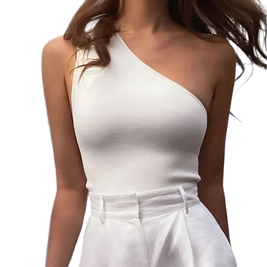 Naisten yksi olkapää Sport Crop Tank Topi