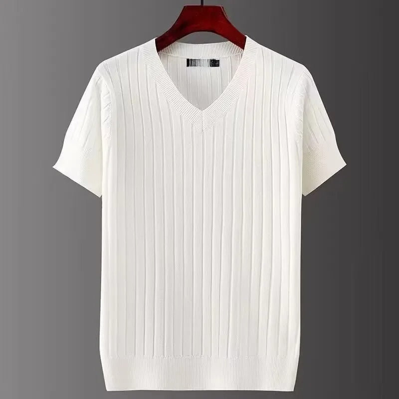 Miesten slim fit V-aukkoinen T-paita