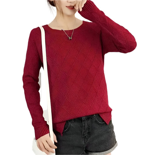 Naisten Pure Color Knit Pullover