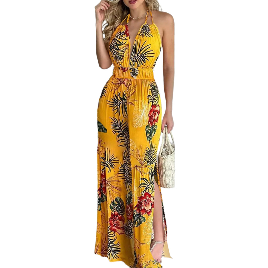 Digitaalinen Tulosta V-kaula värikäs Jumpsuit